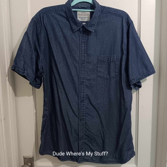 ORIGINAL WEATHERPROOF - MEN'S SHORT SLEEVE CASUAL - BLUE & SILVER - SIZE XL - Picture 1 of 4
